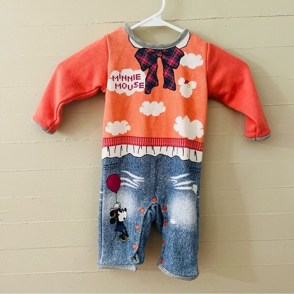 Vintage 1990s Disney Minnie Mouse Baby Girl Onesie 70 - Picture 1 of 10